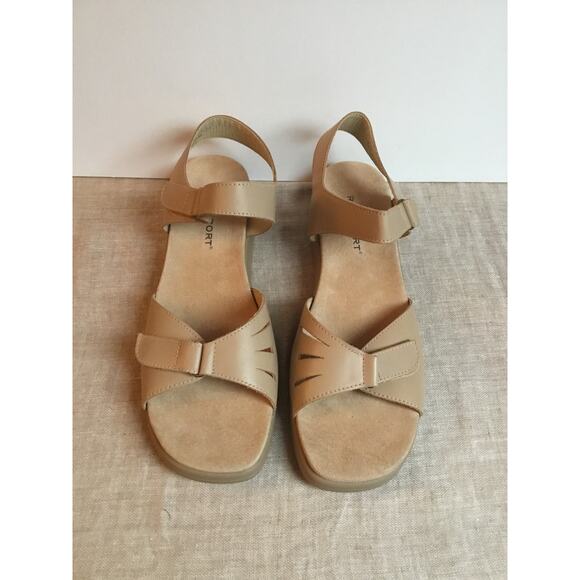 Rockport Natural Leather Ankle Strap Wedge Sandals size 10W - Picture 3 of 6